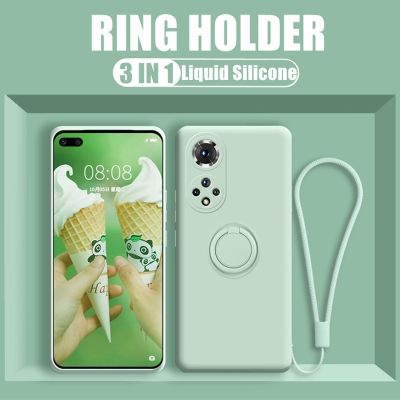 Magnetic Ring Holder Liquid Silicone Case For Huawei Mate 50 40 30 20 P20 P30 P50 Pro Honor 70 60 50 SE Protecive Strap Cover
