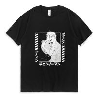 T-shirt เสื้อยืดแขนสั้นลําลอง พิมพ์ลายการ์ตูนอนิเมะ Denji Pochita Chainsaw Man สไตล์สตรีท สีดํา แฟชั่นสําหรับผู้ชาย และ  31WH