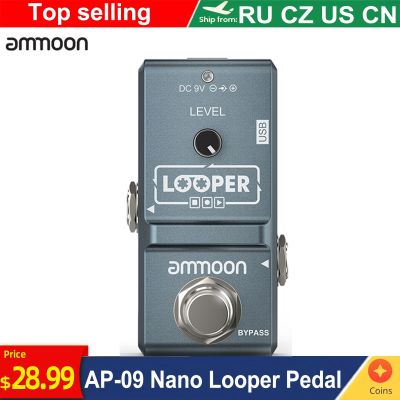 Ammoon AP-09 Nano Loop กีต้าร์ไฟฟ้าลูปเปอร์ปิ๊กกีตาร์เอฟเฟ็กต์ True Bypass Unlimited Overdubs บันทึก10นาทีด้วย USB