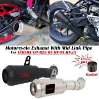 Motorcycle Exhaust Escape Modified Muffler With Middle Link Pipe Gasket Slip On For YAMAHA YZF-R3 R3 R25 MT-03 MT03 R30 MT-25