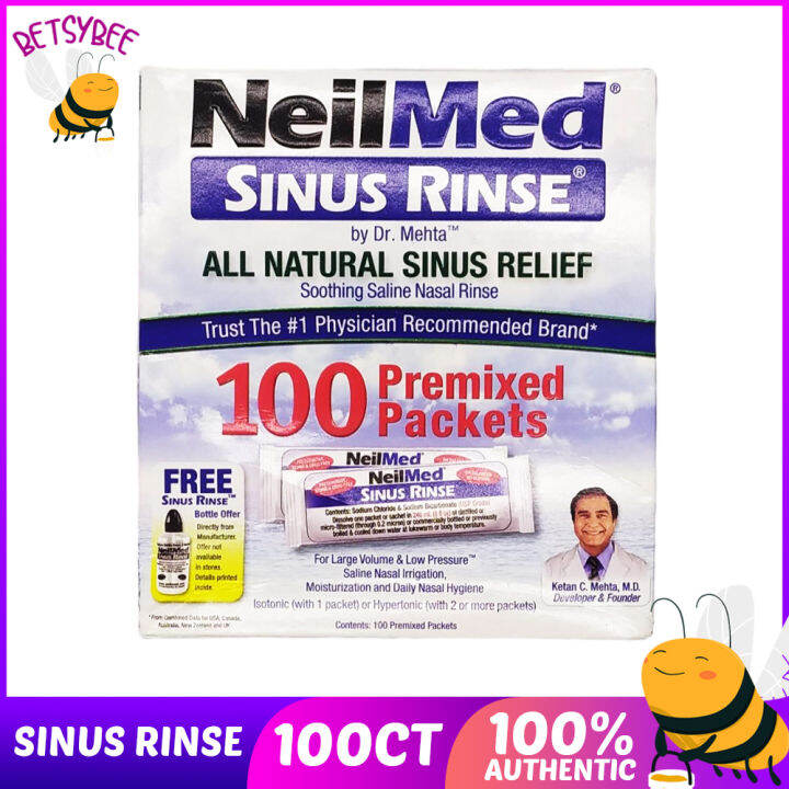 NeilMed Sinus Rinse All Natural Relief Premixed Refill 100 Packets ...