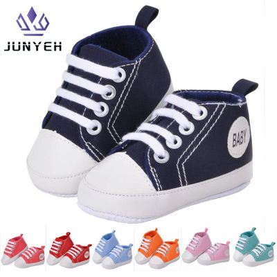 Junyeh เด็กรองเท้าพื้นนุ่มเด็กวัยหัดเดิน 0-12 เดือนคลาสสิกสีทึบรองเท้าผ้าใบสำหรับเด็กทารกหญิง