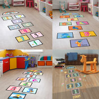 [hot]Cartoon Digital Grid Childrens Game Floor Sticker Wallpaper Door Sticker Self-Adhesive Wall Stickers For Kids Room Home Decor