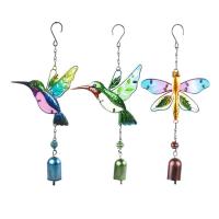 Hummingbird Wind Chimes Dragonfly Hummingbird Decor with Bell Lifelike Colorful Metal Hang-on Bell Decorations for Yard Garden Home Outdoor Gift for Mom very well