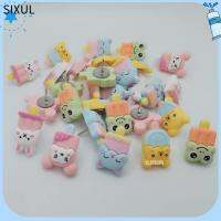 SIXUL 30 Pcs มินิมินิ หมุดกดไอศกรีม 30ชิ้นค่ะ ตกแต่งด้วยการตกแต่ง หมุดกดรูปกบน่ารัก สีสันสดใส หมุดวาดรูปสัตว์ เครื่องใช้ในสำนักงาน