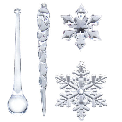 40PC Snowflake Icicle Christmas Ornaments New Year Ornaments Crystal Christmas Tree Transparent Ornaments