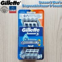 Gillette® Sensor3 Mens Disposable Razor ยิลเลตต์ เซนเซอร์ 3 มีดโกน สำหรับผู้ชาย แบบใช้แล้วทิ้ง