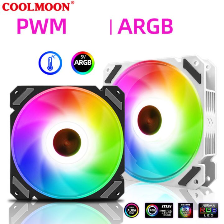 Quạt Tản Nhiệt, Fan Led RGB Coolmoon X3 Có Điều Tốc PWM - Led Sync Main 3  Pin 5v / Bộ Hub Coolmoon P-ARGB PWM 