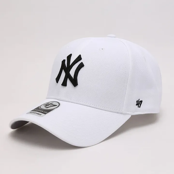 🎩 47 baseball hat men's hard top big label ny embroidery la peaked cap ...