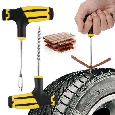 【CW】 Car Tire Repair Tools with Rubber Strips Tubeless Tyre Puncture Studding Plug Set for Truck Motorcycle Accessories
