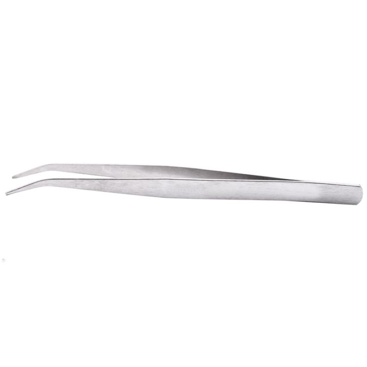 5-9-long-silver-tone-bent-curved-tip-tweezers-forceps-plier-hand-tool