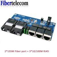 10/100M Fast Ethernet Fiber Optical Media Converter Single Mode 3 RJ45 dan 2 SC Port PCBA