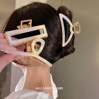 【jw】﹉✎◄  Fashion Acetate Hair Claws Crab Clamps Gold Metal Luxury Hairpin Styling Accessories