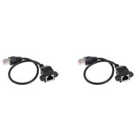 2X, 1FT RJ45 Male to Female Screw Panel Mount Ethernet LAN Network Extension Cable