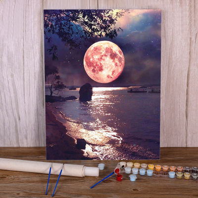 Landscape Moon DIY Painting By Numbers Set Oil Paints 50*70 Picture By Numbers Photo Home Decoration Children Drawing