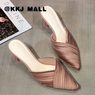 KKJ MALL WomenS High Heels 6Cm Heel Height Pointed Toe Thick Heel Comfortable All-Match Slippers Fashion Sandals Casual WomenS Shoes