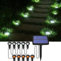 New 10 In 1 Solar Led Spot Light 500mah Battery Landscape Pathway IP65 Waterproof Lamp Outdoor Courtyard Patio Lawn Garden Decor Outdoor Lighting