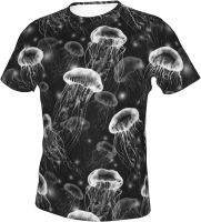 Wuyuhui Unisex Adult Hand-Painted Ink Magic Jellyfish T-Shirt 3D Print Short Sleeve Casual Tee Shirt Large