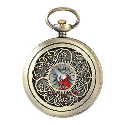 Vintage Bronze Compass Pocket Watch Design Outdoor Hiking Navigation ของขวัญเด็ก R Metal Portable Compass