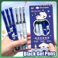 FEELDG 6Pcs เครื่องมือสำหรับเขียน ปากกาเจล 0.5มม. หมึกสีดำ ปากกามาร์กเกอร์ แบบพกพาได้ ประเภทดึงหมวก ปากกาที่เป็นกลาง โรงเรียนในโรงเรียน