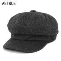 AETRUE แปดเหลี่ยมหมวกหมวกผู้ชาย Beret หมวกสำหรับผู้ชายฤดูหนาวผู้หญิงแฟชั่นผ้าลูกฟูกแบนฤดูใบไม้ผลิ Boina ลายชายเด็กส่งหนังสือพิมพ์หมวก2018