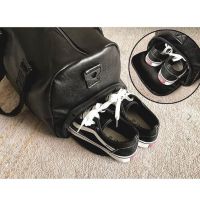 Gym Bag Black Leather Travel Bag - Large Size - Uni Men Women