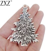ZXZ 5pcs Large Christmas Tree Charms Pendants for Necklace Jewelry Making Findings 68x43mm