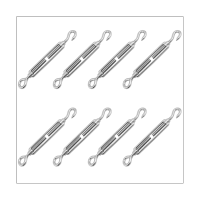 1Set Turnbuckle Tensioner Screw Silver Stainless Steel Hook Eye Wire Rope Tensioner