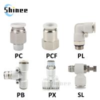 Pneumatic Connector White Plastic Hose Fitting Male Thread PC/PCF/PB/PL/PX/SL Air Pipe Quick Fittings 12/10/8/6/4mm 1/4 1/2 1/8" Hand Tool Parts Acces