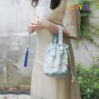 Carrying a bouquet of pocket Chinese wind draw string receive a bag mouth makeup beam receive travel logoAC98 custom canvas bag 【BYUE】