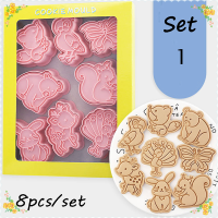 CHUN 8pcs Forest Animal Cookie cutters 3D การ์ตูน pressable biscuit Mold STAMP baking