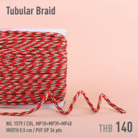 MOMOTARA No.1579 เทปถัก Braid กลม Tubular Braid ขนาด 0.5 CM ยาว 36 หลา