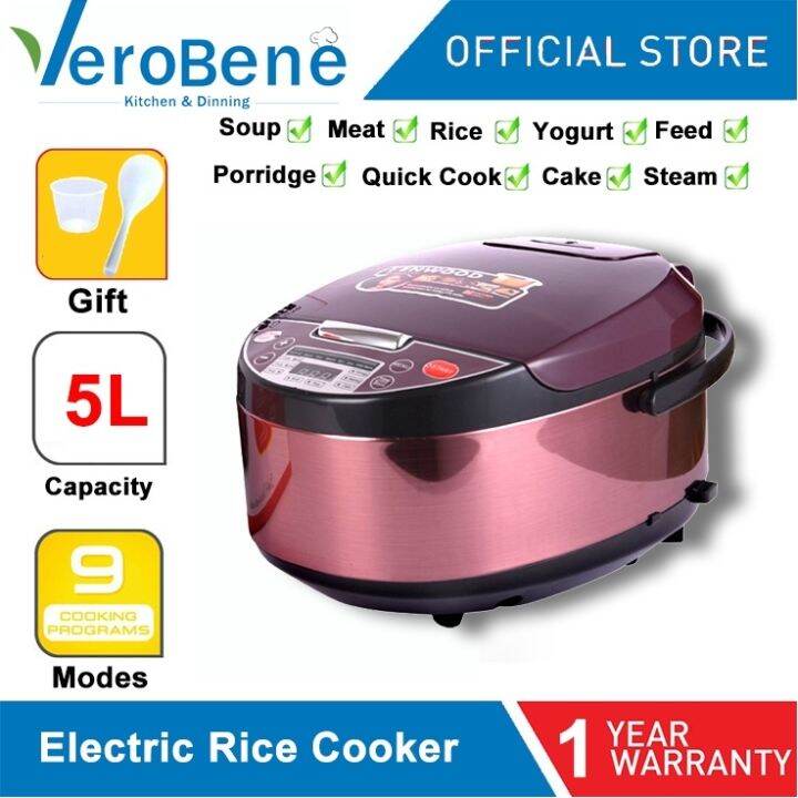 Rice Cooker Steam 5L Intelligent Fixed Time Appointment Non Stick Pot