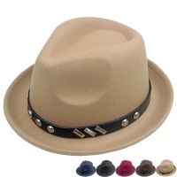 Autumn And Winter Women Fedoras Hats Small Brim Peach Heart Top Jazz Caps Cotton Polyester 57-58Cm Rivet Strap Decoration 2023