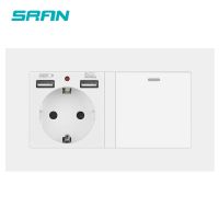 ◊卐♦ SRAN EU Socket With Rocker Switch220v 16A Wall Power Socket With Usb 146x86 PC Panel With Light Switch 1gang 1/2way Outlet