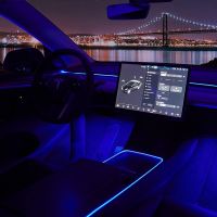 OKEEN 2016-2023 Tesla รุ่น3 Y S ภายในรถไฟนีออน APP ควบคุม Dashboard ไฟ LED Strip Tesla Ambient Lighting 12V