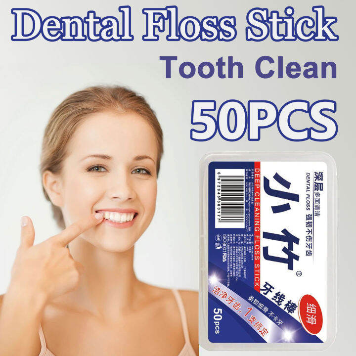 Dental Floss 50 Pcs Set Flosser Teeth Thread Tooth Clean Oral CareDental Floss With Arc Hook