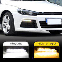 ไฟส่องสว่างสำหรับรถยนต์สไตล์ใหม่ DRL 2ชิ้นสำหรับ Volkswagen VW Scirocco R 2010 2011 2012 2013 2014 LED DRL ไฟวิ่งกลางวันมีการรับประกันสัญญาณเลี้ยว