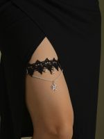 【CW】㍿  snowflake pearl pendant waist chain lace thigh Womens body decoration