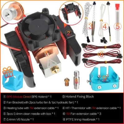 3d ชิ้นส่วนเครื่องพิมพ์ Bp6หัว J Hotend ชุดเครื่องอัดรีดพัดลมทำความเย็นบล็อกเทอร์มิสเตอร์หัวฉีด0.4มม. 1.75มม. ไส้หลอด Bowden