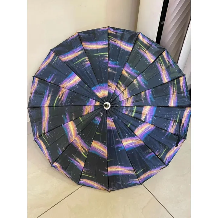 umbrella automatic 16K straight umbrella fancy printing long pole ...