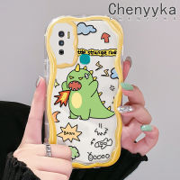 เคส Chenyyka สำหรับ Infinix Hot 9 Pro Hot 9 Play ร้อน12 Play การ์ตูนไดโนเสาร์สีเขียวน่ารักขอบคลื่นเนื้อครีมเคสโทรศัพท์โปร่งใสในสต็อกเหมาะสำหรับเด็กชายและเด็กหญิงเคสกันกระแทกซิลิโคนอ่อนชัดเจน