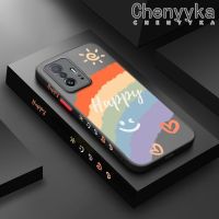 เคส Chenyyka สำหรับ Xiaomi Poco F4 Redmi K50 Pro เคสแฟชั่น K40s Happy Smile มีน้ำค้างแข็งโปร่งใสแบบแข็งด้านข้างมีลวดลายขอบสี่เหลี่ยมกล้องปลอกซิลิโคนเคสนิ่มป้องกันการกระแทก