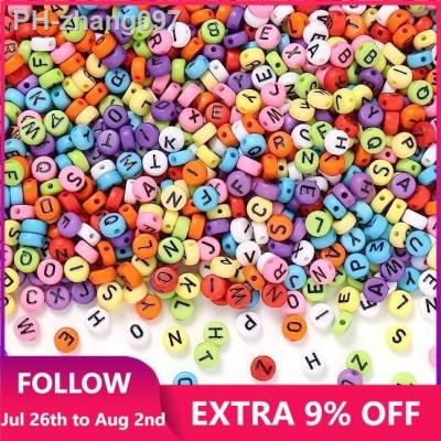 50pcs/Lot Colored Round Flat Acrylic Black Letter Beads Alphabet Digital Cube Loose Spacer Beads For Jewelry Making Diy Bracelet