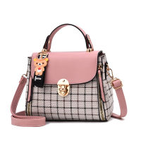 Korean Fashion Plaid Womens Bag Shoulder Bag Diagonal Package Crossbody Bag Baogesmall 20X11X15cm