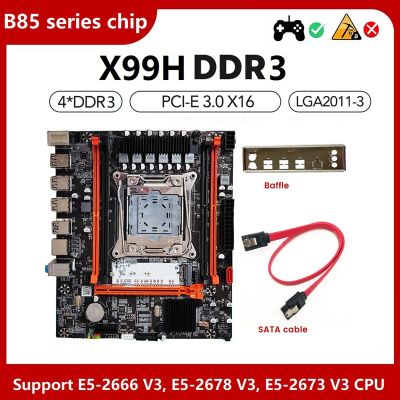 X99(X99H) Motherboard Desktop Motherboard Gaming Motherboard Kit with Baffle+SATA Cable LGA2011-V3 DDR3X4 ECC Server Memory Slot M.2 NVME PCI-E 3.0 X16 SATA3.0