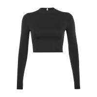 Casual Solid O-Neck Long Sleeve Crop Top Women Pullover Side Drawstring Sweatshirt Ruched White T-Shirt Tee Shirt Women Clothing