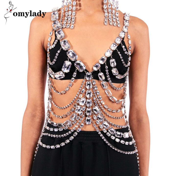 Stonefans Exaggerated Large Rhinestone Body Chain Jewelry Halloween Carnival Costume Crystal