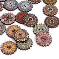 【YF】卍✹  50 PCs 20mm/25mm Wood Ethnic Sewing Buttons Scrapbooking 2 Holes At Clothing