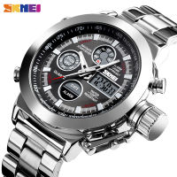 SKMEI Dual Time Digital Watches For Mens Chrono Sports Men Wrist Watch Stainless Steel Strap Big Dial Clock reloj hombre 1515